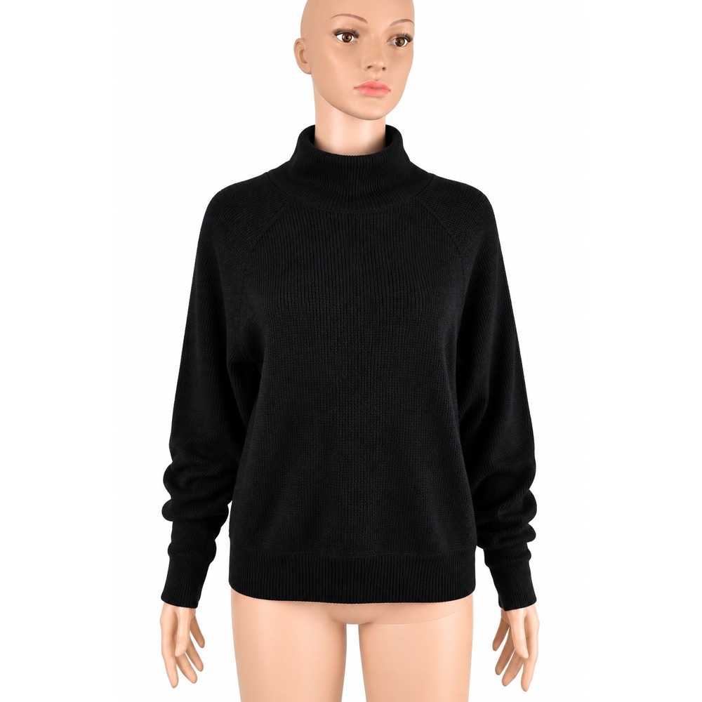 ALO Yoga Black Waffle Knit Turtleneck Sweater XS Pullover Athleisure